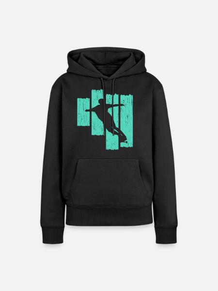 Longboard - Frauen Premium Bio Hoodie - Schwarz