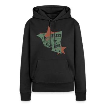 corne corne - Sweat à capuche Premium bio Femme - noir - Devant - Julia (174cm)