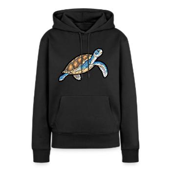 Süße Cartoon Schildkröte - Frauen Premium Bio Hoodie - Schwarz - Vorne - Julia (174cm)