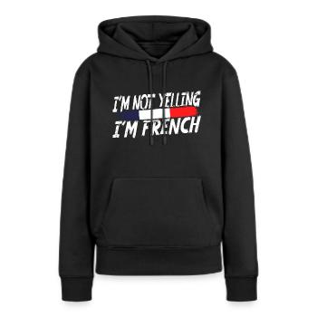 Je ne crie pas, je suis Français - Sweat à capuche Premium bio Femme - noir - Devant - Julia (174cm)