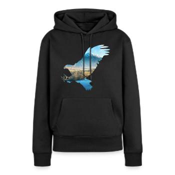 Koenig der Luefte Adler Natur Berge - Frauen Premium Bio Hoodie - Schwarz - Vorne - Julia (174cm)