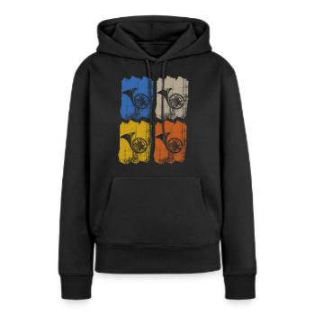 corne - Sweat à capuche Premium bio Femme - noir - Devant - Julia (174cm)