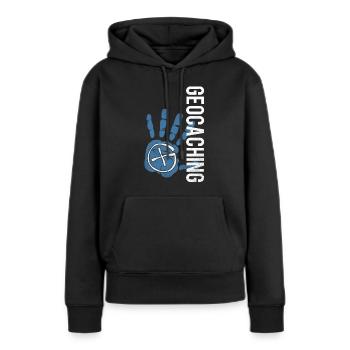 geocaching - Sweat à capuche Premium bio Femme - noir - Devant - Julia (174cm)