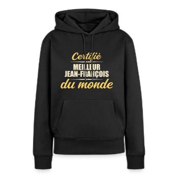 Zertifiziert als beste Jeans françois der Welt - Frauen Premium Bio Hoodie - Schwarz - Vorne - Julia (174cm)