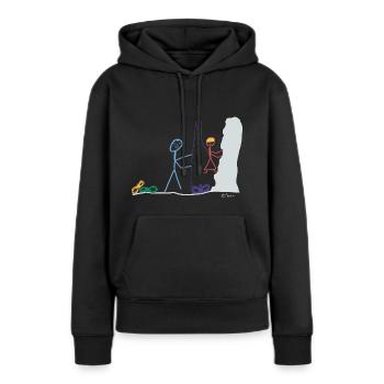 Kletterwand - Frauen Premium Bio Hoodie - Schwarz - Vorne - Julia (174cm)