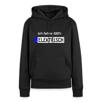 100 Prozent Elektrisch Kennzeichen - Frauen Premium Bio Hoodie - Schwarz - Vorne - Julia (174cm)