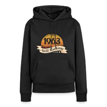 1963 - Frauen Premium Bio Hoodie - Schwarz - Vorne - Julia (174cm)