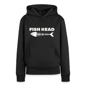 tête de poisson - Sweat à capuche Premium bio Femme - noir - Devant - Julia (174cm)