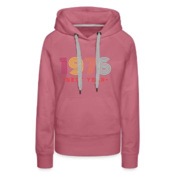 1976 - Frauen Premium Bio Hoodie - Malve - Vorne - Isabella (175cm)