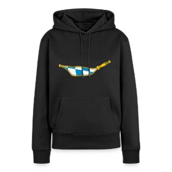 Innen bin ich Blau Weiß - Reißverschluss - Frauen Premium Bio Hoodie - Schwarz - Vorne - Julia (174cm)