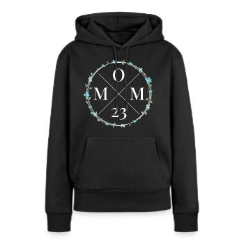 Maman 23 Couronne de fleurs Fleurs Bébé Enceinte Maman 2023 - Sweat à capuche Premium bio Femme - noir - Devant - Julia (174cm)