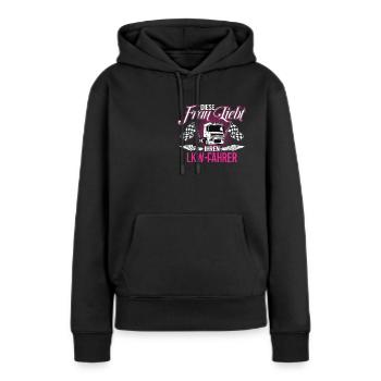 Chemises de chauffeur de camion / chauffeur de camion femme / chauffeur de camion - Sweat à capuche Premium bio Femme - noir - Devant - Julia (174cm)