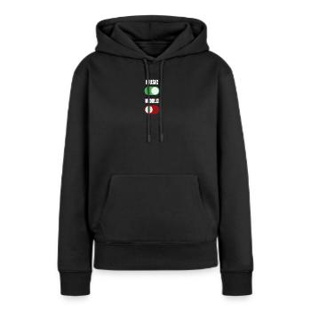 Music On World Off - Sweat à capuche Premium bio Femme - noir - Devant - Julia (174cm)