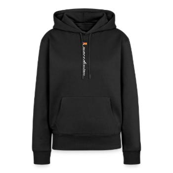 Macédoine - Sweat à capuche Premium bio Femme - noir - Devant - Julia (174cm)