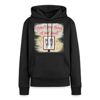 Kindheit ohne Handy. Ich war dabei! - 90er Vintage - Frauen Premium Bio Hoodie - Schwarz - Vorne - Julia (174cm)