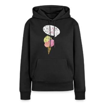 Crème glacée d’été Idée cadeau - Sweat à capuche Premium bio Femme - noir - Devant - Julia (174cm)