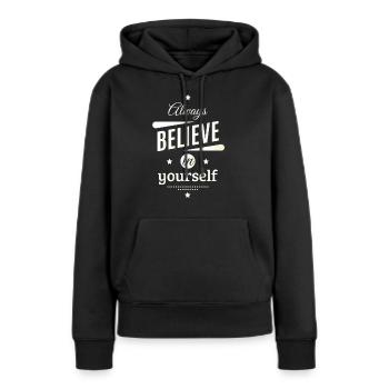 Foi - Sweat à capuche Premium bio Femme - noir - Devant - Julia (174cm)