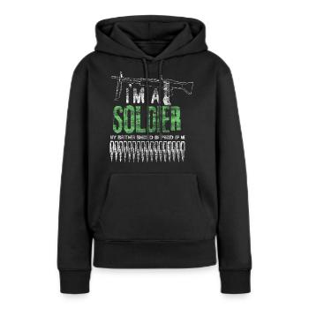Frere soldat cadeau - Sweat à capuche Premium bio Femme - noir - Devant - Julia (174cm)