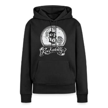 Rockabilly - Sweat à capuche Premium bio Femme - noir - Devant - Julia (174cm)