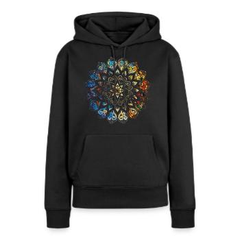 Mandala - Sweat à capuche Premium bio Femme - noir - Devant - Julia (174cm)