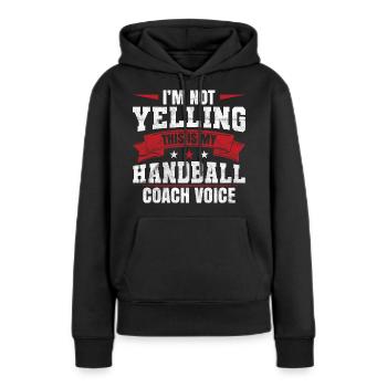 Handball Trainer - Frauen Premium Bio Hoodie - Schwarz - Vorne - Julia (174cm)
