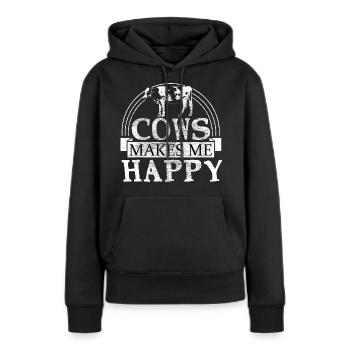 Kuh Kuhglocke Tier Geschenk - Frauen Premium Bio Hoodie - Schwarz - Vorne - Julia (174cm)