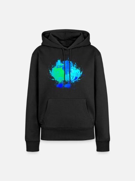 Blauer Farbfleck Hintergrund Deko - Frauen Premium Bio Hoodie - Schwarz