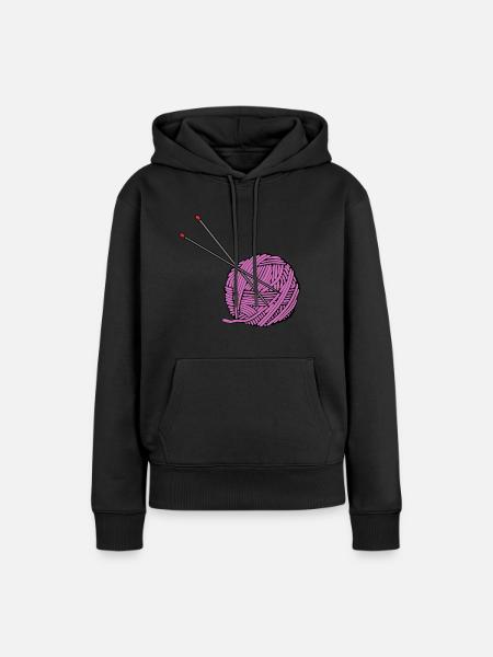 Pinkes Strickgarn - Frauen Premium Bio Hoodie - Schwarz