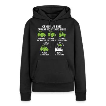 ce que je fais pendant mon temps libre tracteur - Sweat à capuche Premium bio Femme - noir - Devant - Julia (174cm)