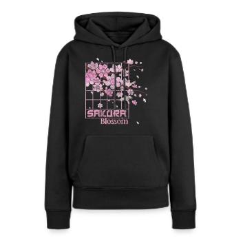 Kirschblüten Natur Symbol Rosa - Frauen Premium Bio Hoodie - Schwarz - Vorne - Julia (174cm)
