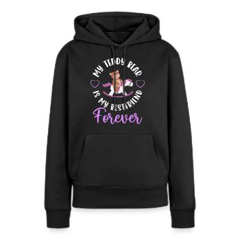 Teddy Kind Süß Stofftier - Frauen Premium Bio Hoodie - Schwarz - Vorne - Julia (174cm)