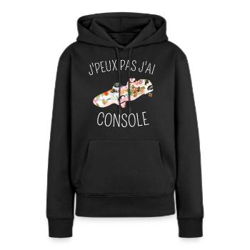 J Peux Pas J Ai Console - Sweat à capuche Premium bio Femme - noir - Devant - Julia (174cm)