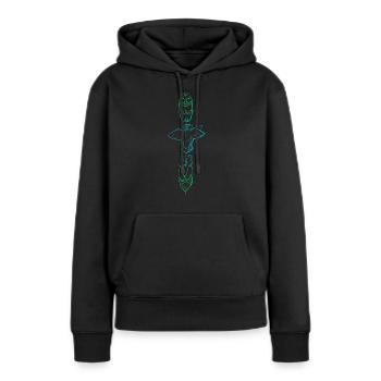Animal-totem sketch - Sweat à capuche Premium bio Femme - noir - Devant - Julia (174cm)