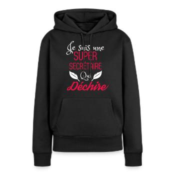 Super secrétaire qui déchire - Sweat à capuche Premium bio Femme - noir - Devant - Julia (174cm)
