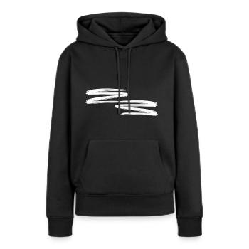 Tirets Lignes de tirets Ligne - Sweat à capuche Premium bio Femme - noir - Devant - Julia (174cm)