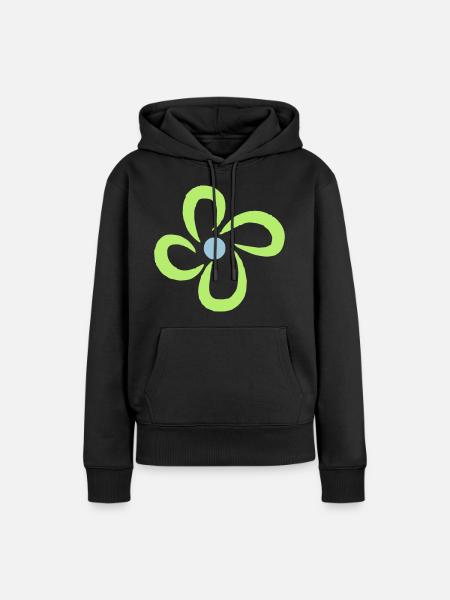 Blume - Frauen Premium Bio Hoodie - Schwarz
