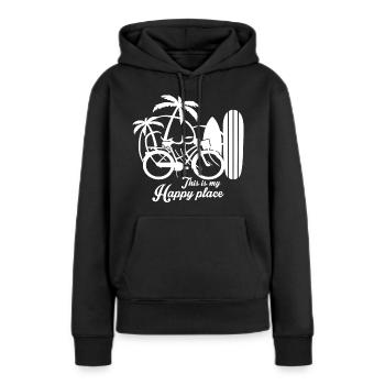 Dies ist mein glücklicher Ort - Frauen Premium Bio Hoodie - Schwarz - Vorne - Julia (174cm)