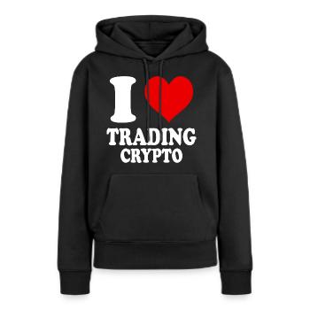 Ich liebe den Handel mit Krypto-Herzen, lustig, witzig - Frauen Premium Bio Hoodie - Schwarz - Vorne - Julia (174cm)