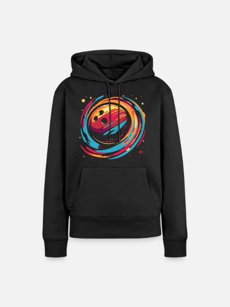 Retro Bowlingkugel - Frauen Premium Bio Hoodie - Schwarz