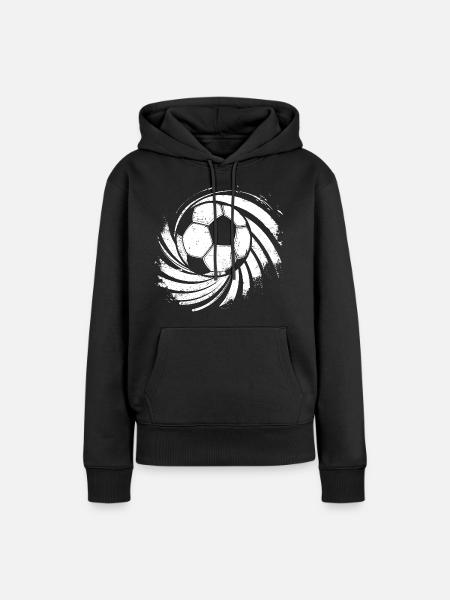 Fußball Zeichnung - Frauen Premium Bio Hoodie - Schwarz