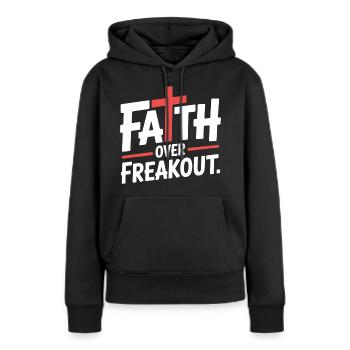 La foi sur la panique La foi en Jésus - Sweat à capuche Premium bio Femme - noir - Devant - Julia (174cm)