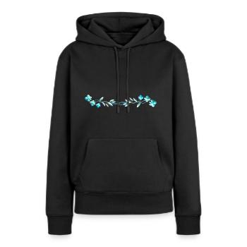 fleurs bleues caresser fleurs - Sweat à capuche Premium bio Femme - noir - Devant - Julia (174cm)