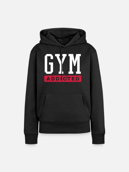 GYM ADDICT - Frauen Premium Bio Hoodie - Schwarz