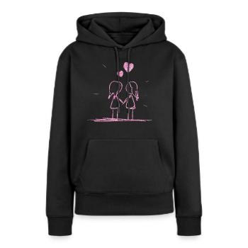 lesbiennes amants lesbiennes rose paillettes - Sweat à capuche Premium bio Femme - noir - Devant - Julia (174cm)