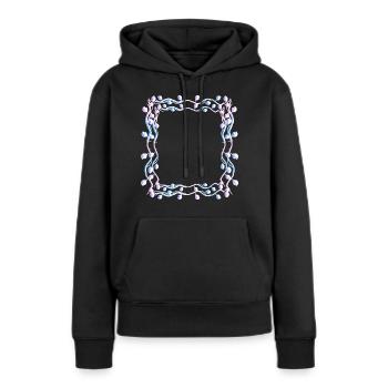 Feuilles forme carrée Cadre carré - Sweat à capuche Premium bio Femme - noir - Devant - Julia (174cm)