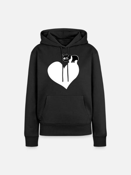 panda herz tierliebe bär - Frauen Premium Bio Hoodie - Schwarz