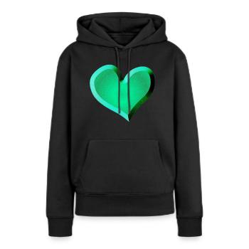 symbole de cœur vert pailleté vert - Sweat à capuche Premium bio Femme - noir - Devant - Julia (174cm)