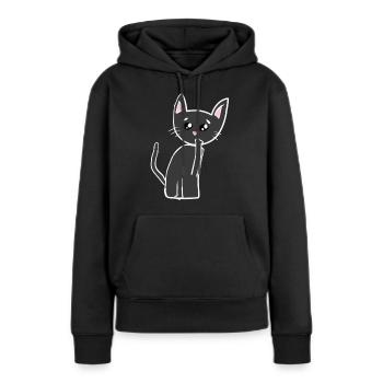Triste Chat Animal Symbole Triste - Sweat à capuche Premium bio Femme - noir - Devant - Julia (174cm)