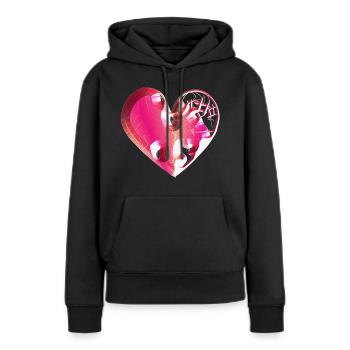 cicatrices de paillettes rose cœur - Sweat à capuche Premium bio Femme - noir - Devant - Julia (174cm)