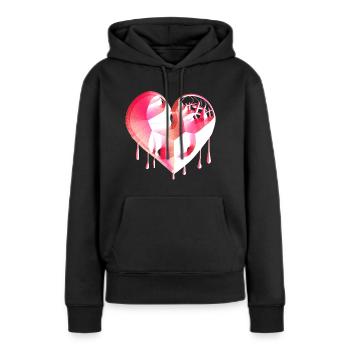symbole du cœur cicatrices roses brisées - Sweat à capuche Premium bio Femme - noir - Devant - Julia (174cm)